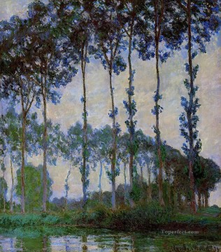  noche Pintura al %C3%B3leo - Álamos a orillas del río Epte al atardecer bosque de Claude Monet